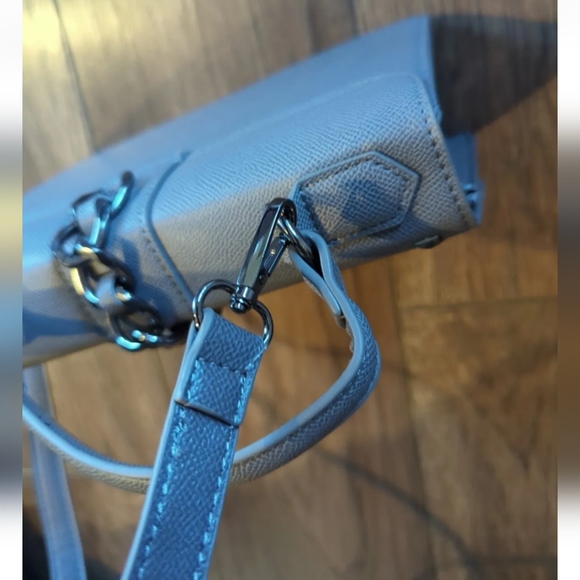 Badgley Mischka Gray Medium Purse w/ Long Strap & Short Handle NWOT Chain Accent - Picture 15 of 16